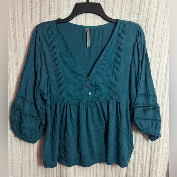Anthropologie Tops - Anthropologie Teal Blouse with Button Accents
